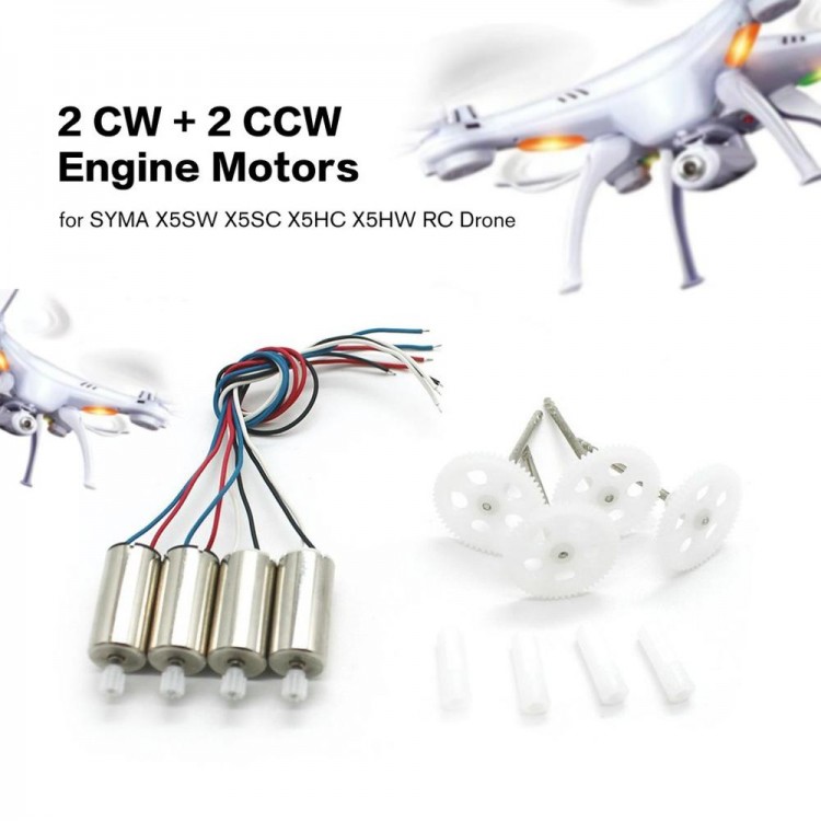 Quadcopter Replacement Spare Parts 2 CW + 2 CCW Engine Motors with Gears for SYMA X5SW X5SC X5HC X5HW RC Drone