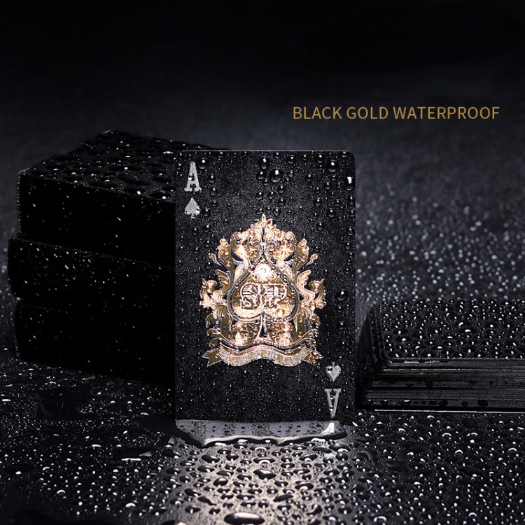 A Deck Of Playing Cards  Waterproof Creative Gold Black Gold Foil Playing Cards Board Game Washable Plastic Deck Of Cards Poker