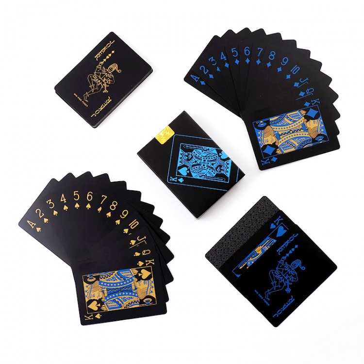 54pcs Cards Waterproof PVC Pure Black Magic Box-packed Plastic Playing Cards Set Deck Poker Classic Magic Tricks Tool Board Game