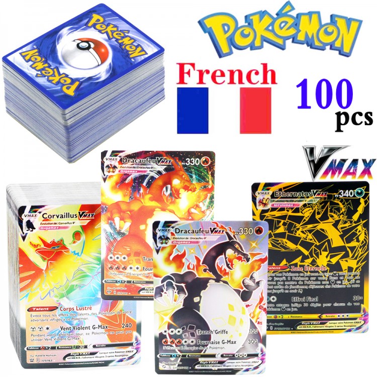 50-100Pcs Spanish French Pokemon Card 100VMAX 200 GX Best Selling Children Battle Desktop Game Tag Team Shining Vmax