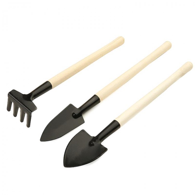 3PCS/Set Garden Tool Set Wooden Handle Iron Head Handheld Shovel Trowel Fork Multi-Tool Garden Gifts Dropping