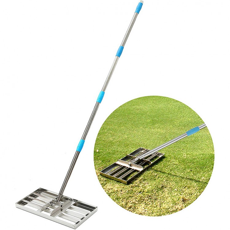 Lawn Leveling Rake Stainless Steel Leveling Tool Length Adjustable Sand Gravel Lawn Leveler for Courtyard Golf-Lawn Leveling
