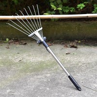 Stainless Steel Scalable Garden Rake Extendable Leaves Rake With Flexible Teeth Rod For Garden Backyard Lawn Farm Street