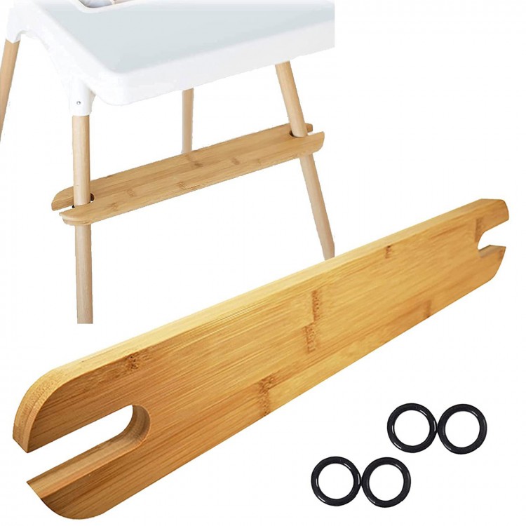 Baby Highchair Foot Rest Pedal High Chair Adjustable Natural Bamboo Footboard Great Gift with Rubber Rings