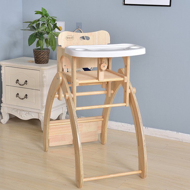 Baby solid wood dining table and chair multifunctional baby dining chair rocking horse child dining table folding portable chair