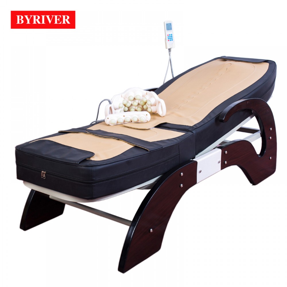 BYRIVER Factory Wholesale Jade Massage Bed Korea Popular Electric Far Infrared Ray FIR Therapy Full Body Massager 7+4 Roller