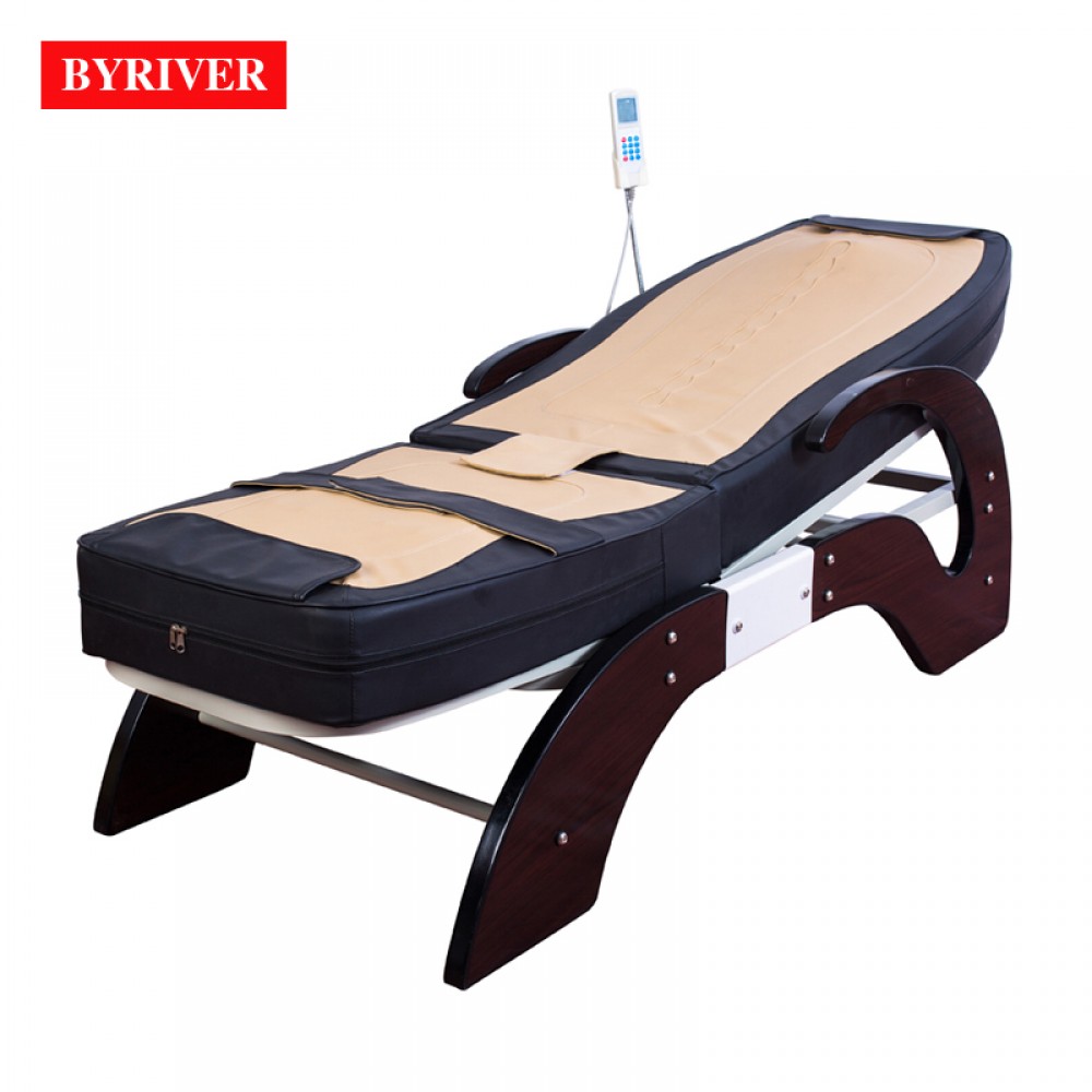 BYRIVER Factory Wholesale 9 Roller Jade Thermal Heating Massage Bed with Incline Decline Lifting Function Good Gift for Parents