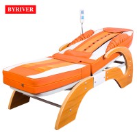 BYRIVER Factory Wholesale 9 Roller Jade Thermal Heating Massage Bed with Incline Decline Lifting Function Good Gift for Parents
