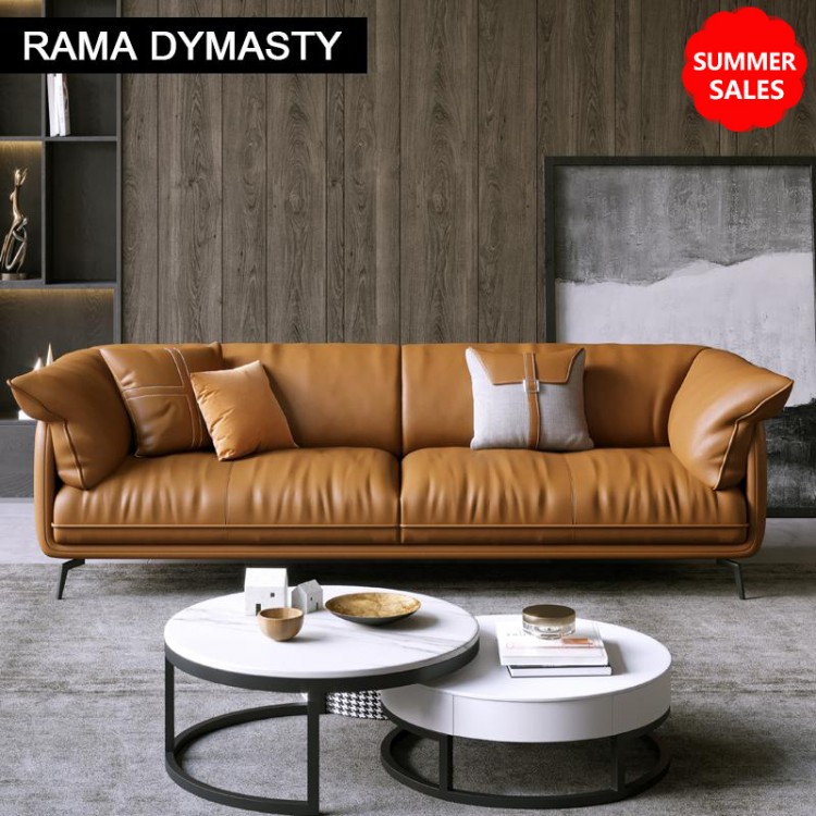 Modern Minimalist Living Room Leather Sofa  Apartment Furniture Set Combination Wtih Customzied Color