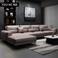 Simple Modern leather sofa Italian minimalist large and type living room first layer cowhide creative sofa