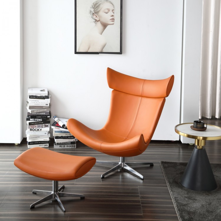 GY Nordic Single-Seat Sofa Chair Modern Simple Home Genuine Leather Lazy Bone Chair Creative Designer Snail Leisure Chair