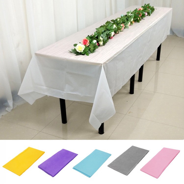 137x274cm Plastic Disposable Tablecloth Solid Wedding Birthday Party White Pink Table Cover Hotel Banquet Rectangular Desk Cloth