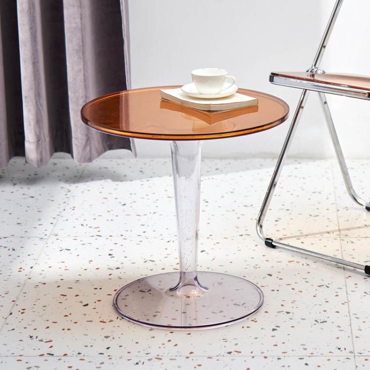 Nordic Simple Transparent Ins Small Coffee Table Round Acrylic Small Side Table Removable Plastic Coffee Table Small Round Table
