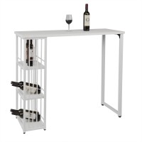 1PC Kitchen Bar Counter Table Bistro Table Breakfast Dining Coffee Table with 2-Tier Storage Rack Shelves for Beverage Display