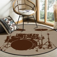 Jazz Drum Bass Drum Brown Rugs And Carpets For Home Living Room Round Rug For Children Rooms Non-slip