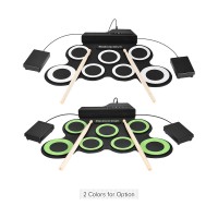 Portable Electronic Drum Digital USB 7 Pads Foldabl Drum Set Silicone Electric Drum Pad Kit With DrumStick Foot Pedal percussion