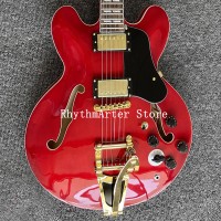 High quality jazz guitar, red 335 body electric guitar, rosewood fingerboard, vibrato system, free shipping