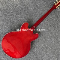 High quality jazz guitar, red 335 body electric guitar, rosewood fingerboard, vibrato system, free shipping