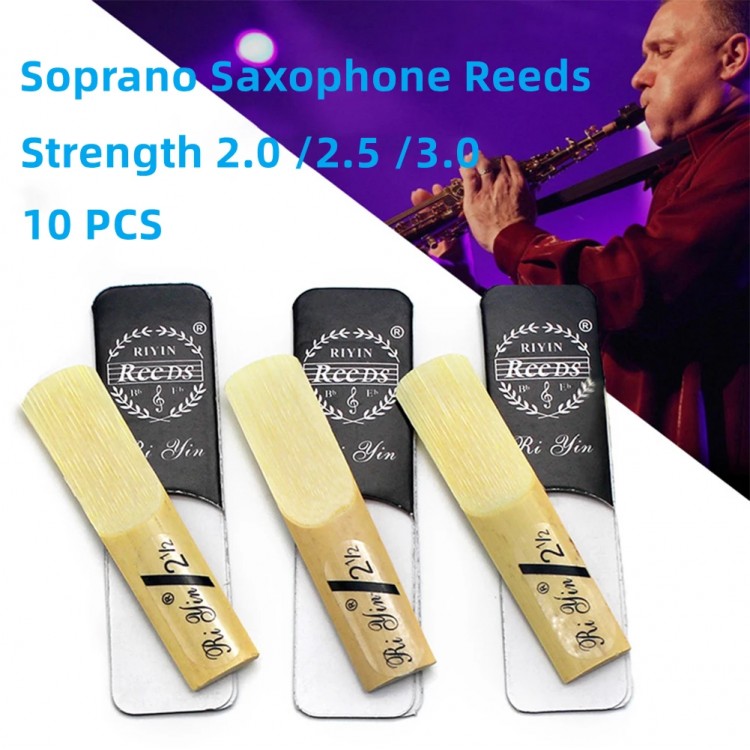 10pcs Bb Soprano Sax Reeds Strength 2/2.5/3 Saxophone Reed Quality Instrument Accessories Excellent Pitch Stability Intonation