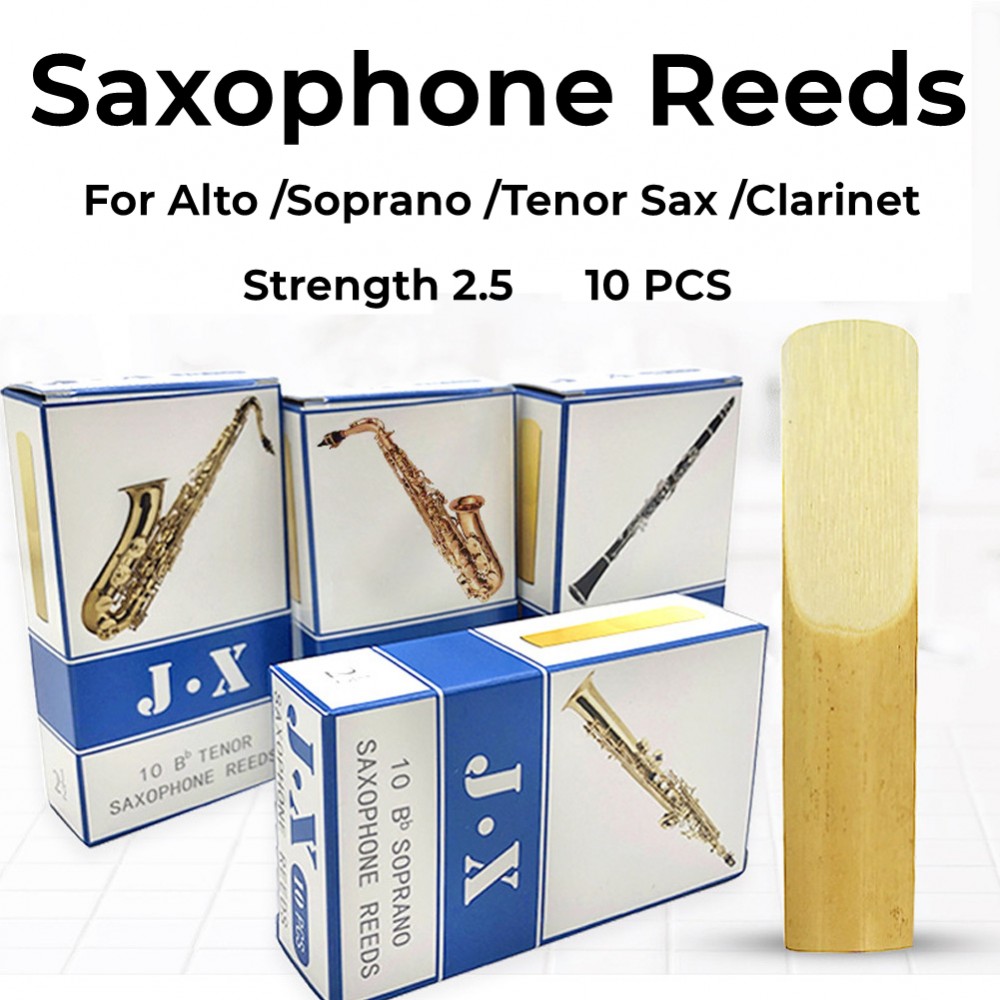 10 Pcs Saxophone Reeds Strength 2.5 For Alto Soprano Tenor Sax Clarinet Reed Wind Instrument Parts Accessories Hot Sales