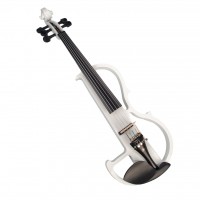 Wooden 5 String Electric Violin with Violin Bow Case Rosin Headphone White