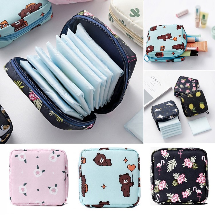 Women Sanitary Napkin Storage Bags Tampons Pouch Toiletry Bag Travel Organizer For Makeup Lipstick Cotton Pad Key Cosmetic Bags