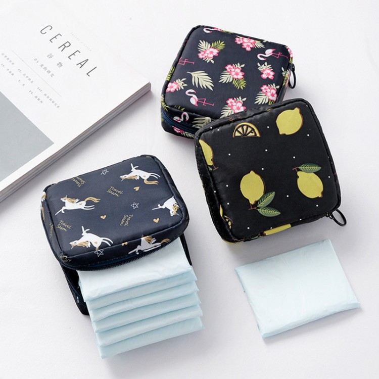 Portable Fabric Capacity Sanitary Towel Napkin Pad Tampon Purse Bag Organizer Pouch Girls Feminine Hygiene Pad Storage Bag