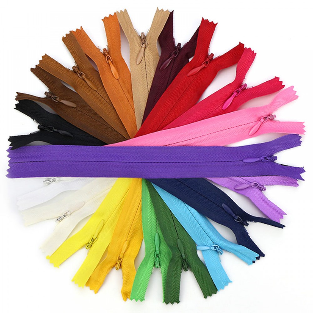 10 Pcs 7-27 Inch(18-70CM)  3# Invisible Fabric Zipper Nylon Coil Zipper Single End Tailor For Handcraft Sewing Cloth Accessories