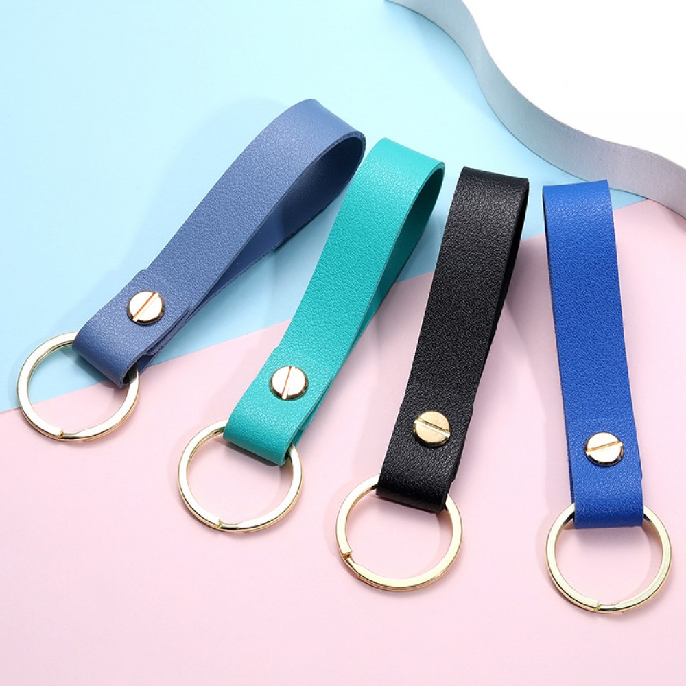 2021 Fashion Cow Leather Keychain Car Thread Small Gift Metal Pendant Key Chain Simple KeyChains Keyhold Purse Key Chains Charms
