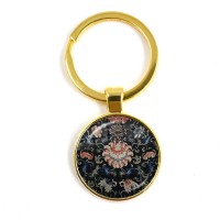 Classic Flower of Life Keychains Om Yoga Chakra Mandala Fashion 25mm Glass Cabochon Dome Sacred Geometry Ke&#39;yring Keyholder