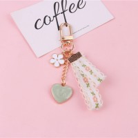 2021 New Charms Fashion Lace Flower Heart Keychain Cute Tassel Key Chain Women Car Keychain Female Bag Pendant Keyholder Jewelry