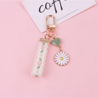 2021 New Charms Fashion Lace Flower Heart Keychain Cute Tassel Key Chain Women Car Keychain Female Bag Pendant Keyholder Jewelry