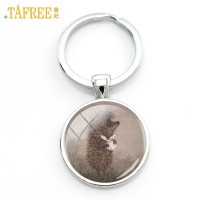 TAFREE Hedgehog In The Fog Cartoon Photo Keychain for men women Handmade Fashion брелок key chain ring holder jewelry H230