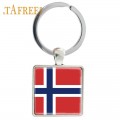 TAFREE Norway flag Square keychain Indonesia  Nepal Burma key holder gift keyring Souvenir key chain jewelry FG67