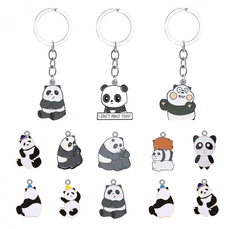 TAFREE New Panda Pattern Personality Creative Design Cartoon Keychain Resin Epoxy Backpack School Bag Keychain Jewelry