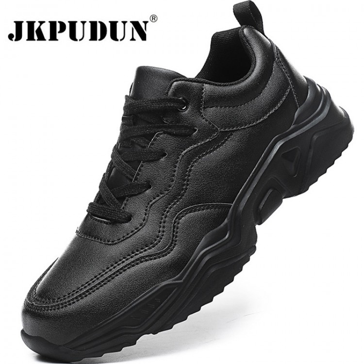 Men Running Shoes Athletic Sport Shoes Leather Lace-up Men Outdoor Sneakers Lightweight Men Gym Shoes Tenis Masculino Esportivo