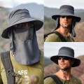 Summer Quick-drying Boonie Men Women Hat Outdoor Face Mask Wide Brim Bucket Hat Sun Protection Wide Brim Cap for Fishing Hunting