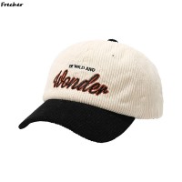 Vintage Letter Embroidered Corduroy Baseball Cap Candy Color Warm Winter Hats For Men Women Fresh  Face Caps Bone Gorras
