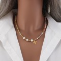 TAUAM Bohemian Vintage Clavicle Choker Women Necklace Initial Letter Beads Natural Freshwater Pearl Choker Summer Jewelry Gifts