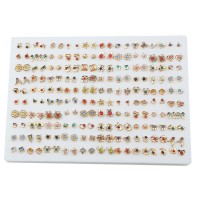 100 Pairs Women Acrylic Crystal Small Stud Earrings Sets Girl Child Heart Star Animal Moon Crown Earring Jewelry