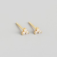 925 Sterling Silver Inlaid Crystal Geometric Clover Stud Earrings Light Luxury Mature Glamour Women Jewelry Accessories