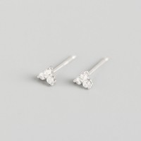 925 Sterling Silver Inlaid Crystal Geometric Clover Stud Earrings Light Luxury Mature Glamour Women Jewelry Accessories
