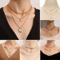 New Fashion Hearts Choker Necklace Cute Metal Multi-layer Sweater Chain Pendant Sweet Crystal For Women Jewelry  Girl Gift