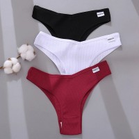 2021 Sexy Cotton Women Brazilian Panties V Waist Female T-back Underpants Intimate Lingerie Bikini Panty M-XL