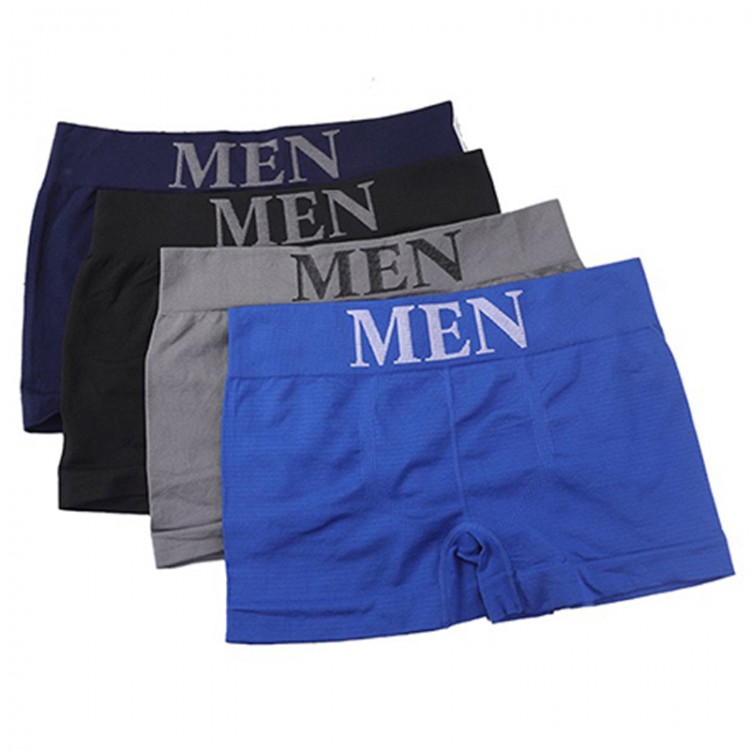 4Pcs/Lot Male Panties Men&#39;s Underwear Boxers Breathable Man Boxer Solid Underpants Comfortable Brand Shorts Black Blue Underwear
