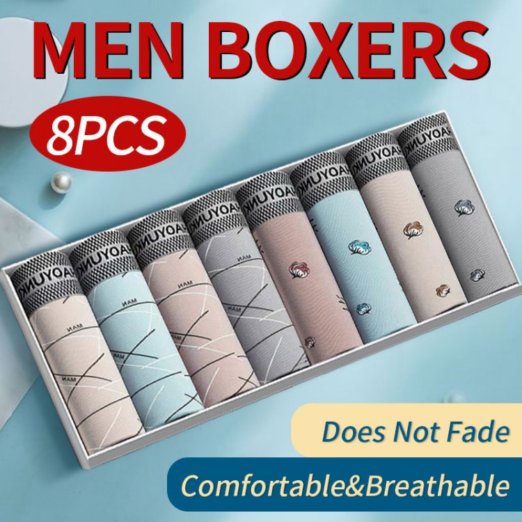 2022 Men Boxer Shorts Fashionable Breathable Underpants Soft Material Gift Mature  Multicolor Sexy Men Underwear Set