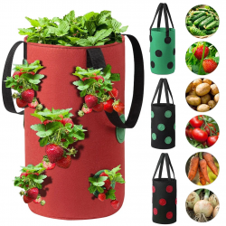 1 Pack Planters&Pots 3Gallon Planting Grow Bag Hanging StrawberryNonwoven Fabric Vertical Garden Plant Vegetable Planter 12 Hole