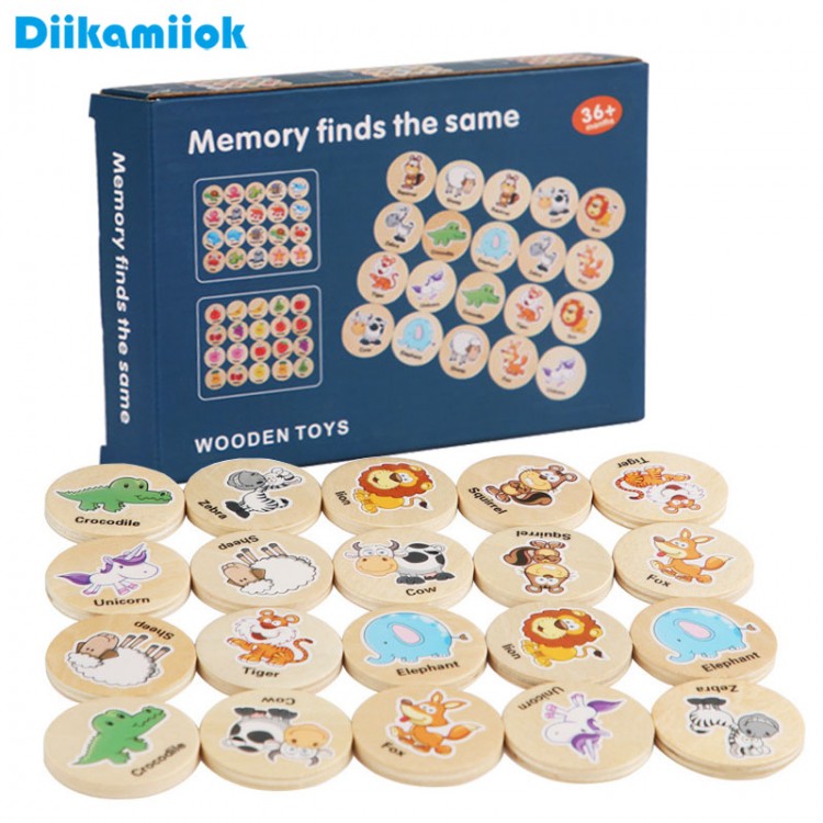 Find The Same Pattern Puzzle Game Baby Wooden Toys for Children Educational Wood Toy Kids Cartoon Memory Chess Thinking Training