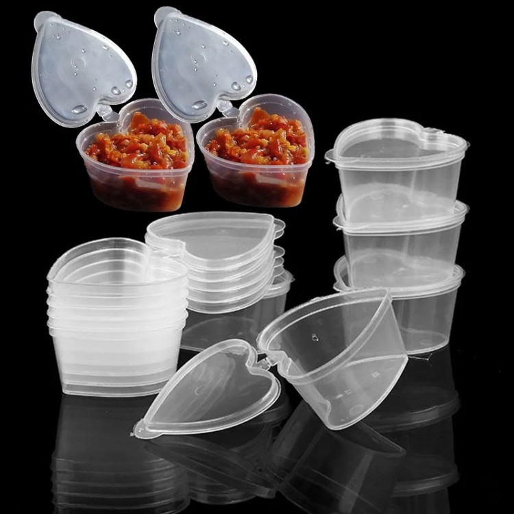 10Pcs 45ml Plastic Takeaway Sauce Cup Food Packaging Containers Disposable Food Tray With Lid Plastic Box Restaurant Supplies