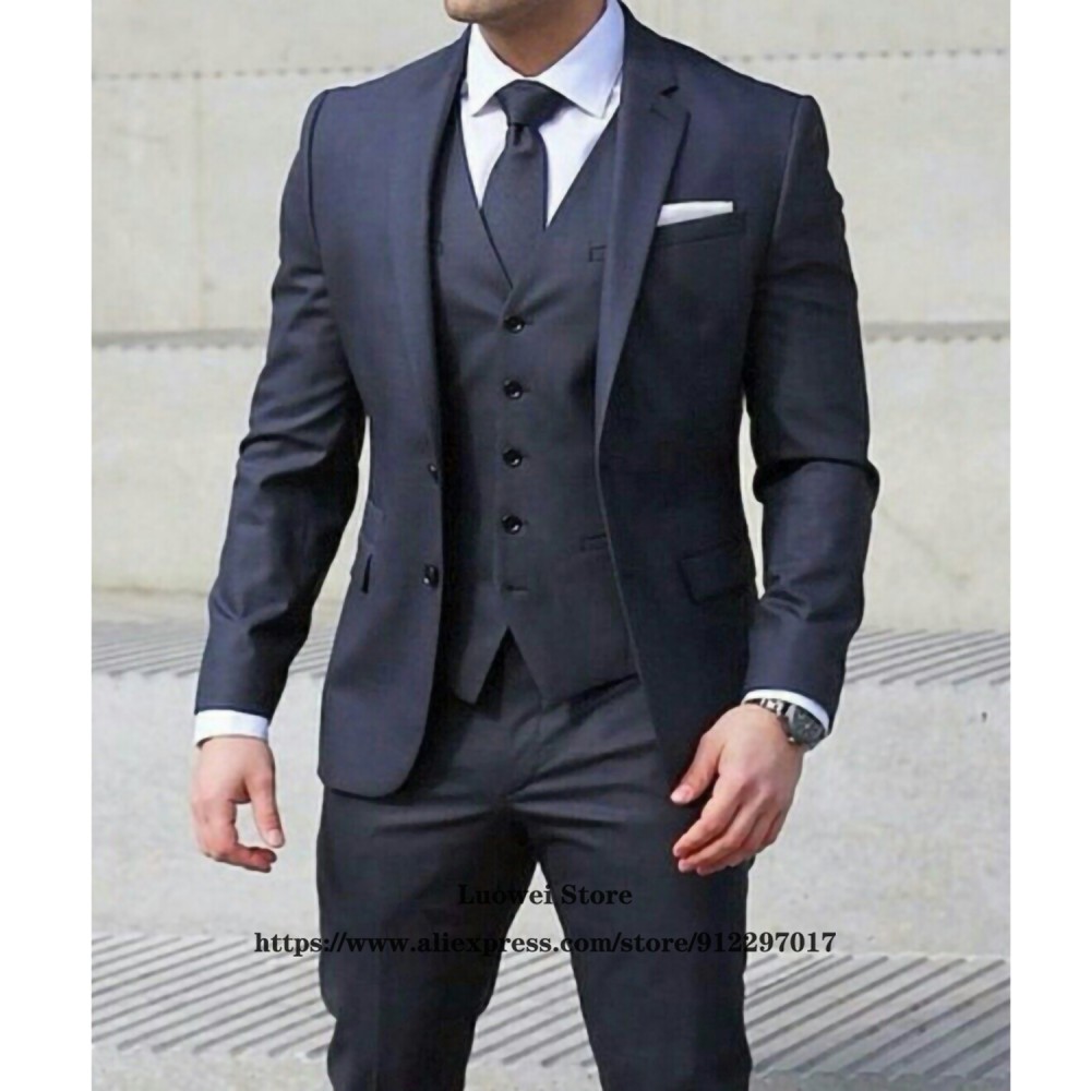  Slim Suits Classic Formal Office Business 3 Piece Sets Male Casual Wedding Groom Blazer Terno Masculino (Jacket+Vest+Pants)